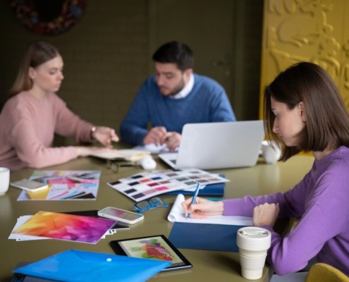 Professionals brain storming on psychology of color in branding
