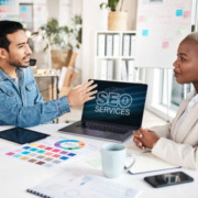 Website Design Experts discussing over SEO strategies